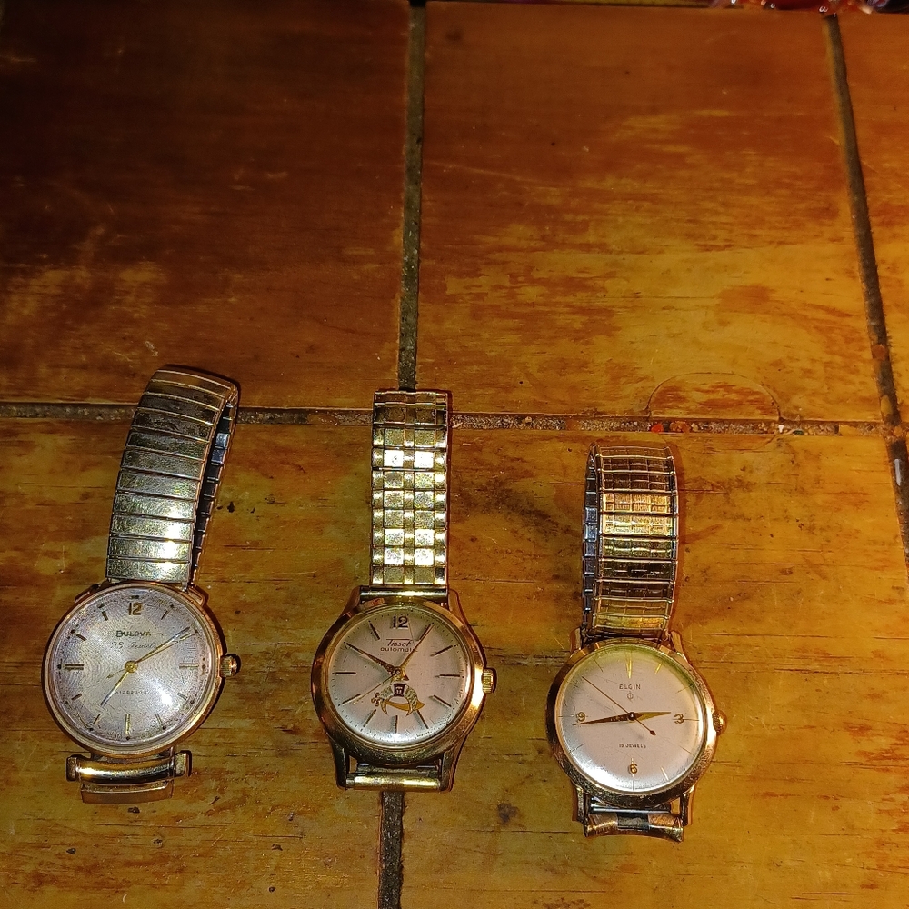 Mens Wristwatch Lot Tissot, Elgin, Bulova